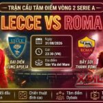 Ảnh bìa nhận định soi kèo trận đấu tâm điểm giữa Lecce vs Roma vòng 2 Serie A lúc 23h30 ngày 31/08 trực tiếp trên Xoilac TV.